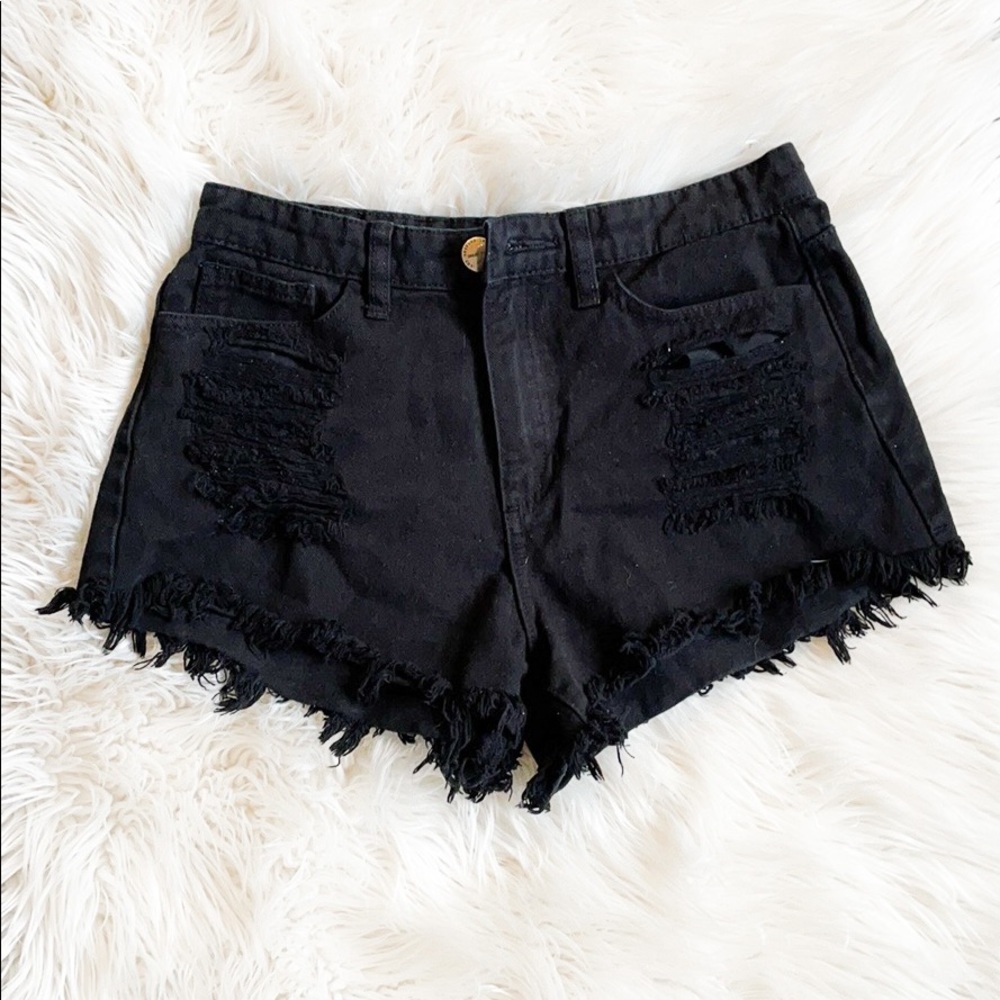 SOLD Vici Dolls High Rise Distressed Shorts - Picture 1 of 4